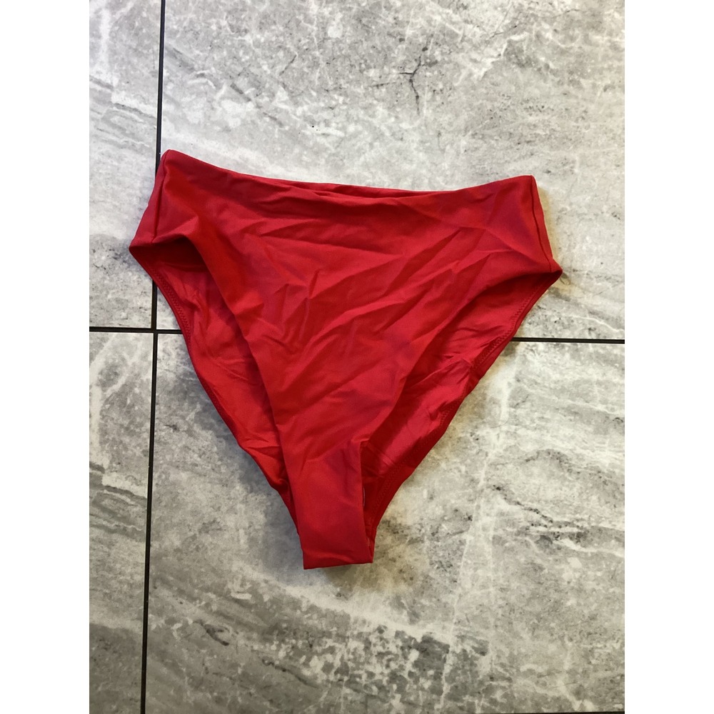 Quince Red High Waisted Bikini Bottom Recycled Polyamide Size M ATG001